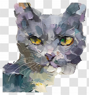 Oil Painting - Cat Portrait Illustration Transparent PNG