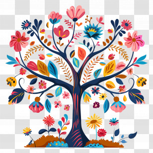 Flower Tree - Floral Decorative Tree Illustration Transparent PNG