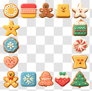 Christmas Cookies Frame - Colorful Cookie Frame Border Transparent PNG