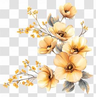 Flower Gold - Yellow Floral Arrangement Transparent PNG