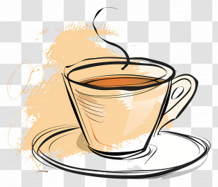 Coffee Cup Outline - Sketch Of A Simple Teacup Transparent PNG