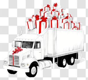 Delivery Truck - Truck Packed With Holiday Gifts Transparent PNG