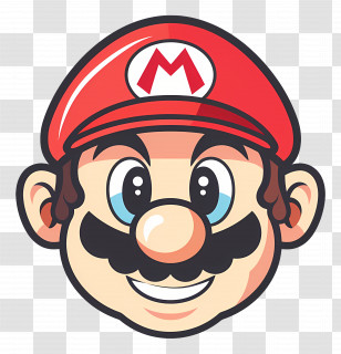 Mario Head - Cartoon Character With Red Hat Transparent PNG