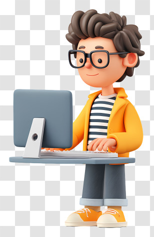 Developer Doing Programming - Boy Working At Computer Transparent PNG