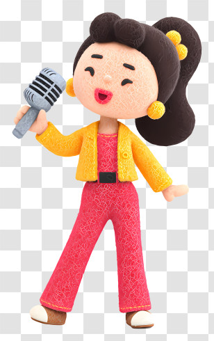 Girl Performing Karaoke - Singing Girl With Microphone Transparent PNG