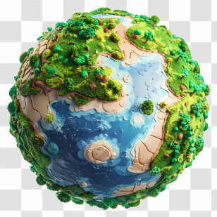 Cartoon Earth - Colorful Earth Globe With Nature Transparent PNG