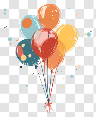 Birthday Balloons - Colorful Party Balloons In Simple Style Transparent PNG