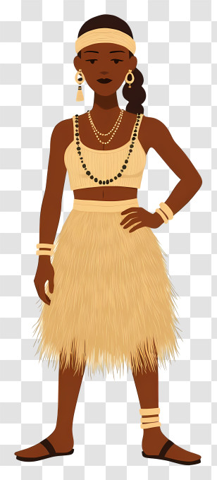 South Africa People - Grass Skirt With Beaded Accessories Transparent PNG