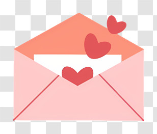 Mail - Pink Love Letter Envelope With Heart Designs Transparent PNG