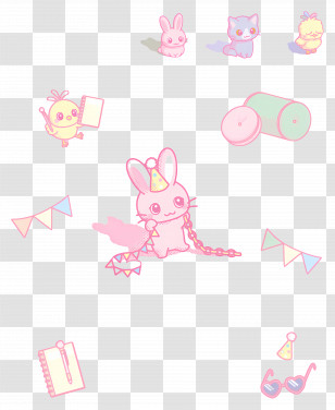 Bosanimal - Pink Bunny With Party Hat Transparent PNG