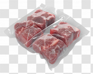 Frozen Meat Packet - Vacuum-Sealed Raw Meat Packaging Transparent PNG