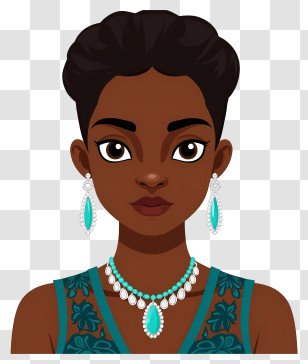 African Woman Portrait - Woman With Elegant Jewelry Transparent PNG