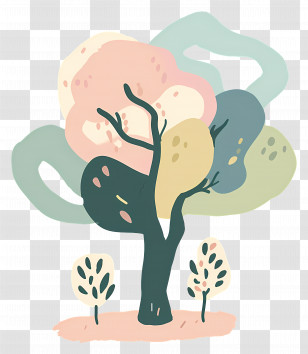 Tree - Pastel Doodle Tree Illustration Transparent PNG