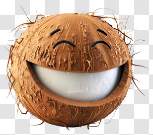 3d Cartoon Fruit - Cute Smiling Coconut Emoji Transparent PNG