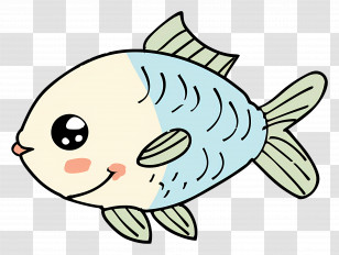 Fish - Cartoon Fish Illustration With Blushing Cheeks Transparent PNG