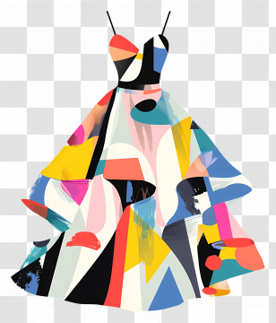 Wedding Party Dress - Abstract Colorful Dress Design Transparent PNG