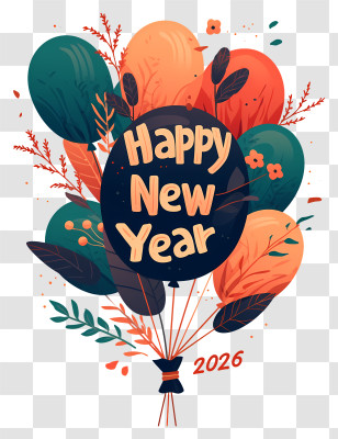 Happy New Year 2026 - Happy New Year 2026 Balloon Bouquet Transparent PNG
