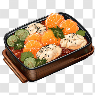 Bento Box - Exquisite Food Dish With Oranges And Rice Transparent PNG