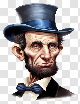 Abraham Lincoln - Stylized Portrait With Top Hat Illustration Transparent PNG