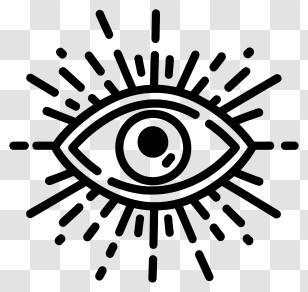 Black And White Design - Eye Symbol With Radiating Energy Transparent PNG