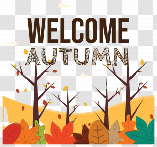 Autumn Trees With Colorful Leaves - Autumn Scenic Greeting With Colorful Leaves Transparent PNG