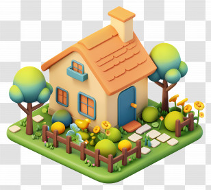 House Garden Cartoon - Small Cartoon House With Garden Illustration Transparent PNG