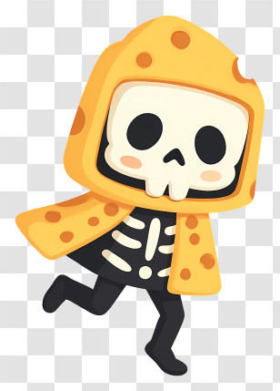 Cheese Cloak Skeleton - Cute Skeleton In Yellow Cloak Transparent PNG