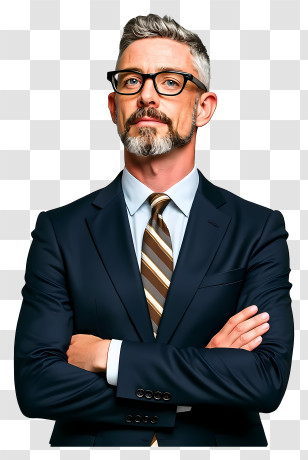 Businessman Looking Up - Senior Executive Arms Crossed Transparent PNG