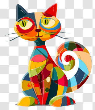 Cat Toy - Colorful Artistic Cat Transparent PNG