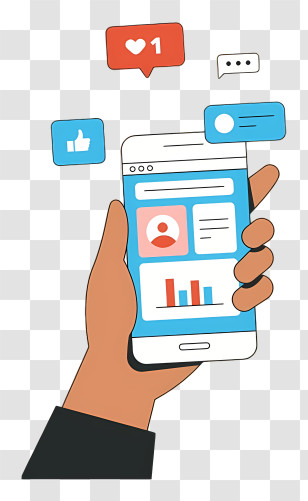 Smartphone - Hand Holding Smartphone With Social Media Icons Transparent PNG