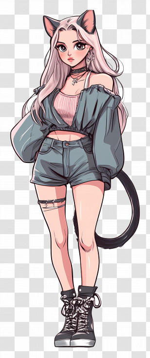 Cat Girl - Anime Girl With Cat Ears Transparent PNG