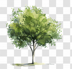 Green Tree - Watercolor Green Tree Illustration Transparent PNG