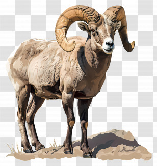 Bighorn Sheep - Bighorn Sheep Illustration With Majestic Features Transparent PNG