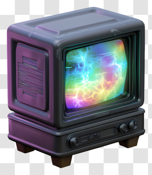 Glitched Out Tv - Retro TV With Rainbow Screen Transparent PNG