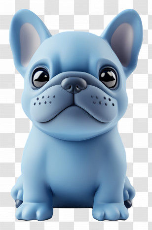 3d French Bulldog - Cute Blue Cartoon Dog Transparent PNG