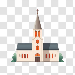 Church - Beautiful Church Building With A Towering Steeple Transparent PNG