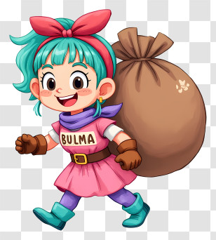 Bulma Christmas - Cute Teal-haired Girl With Sack Transparent PNG