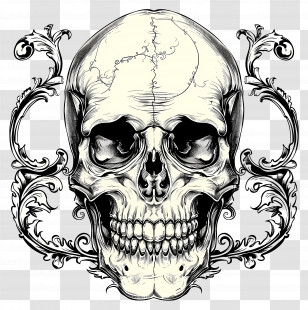 Vintage Skull - Intricate Skull Illustration Transparent PNG