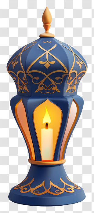 Islamic Lamp - Blue Lantern With Candle Light Transparent PNG