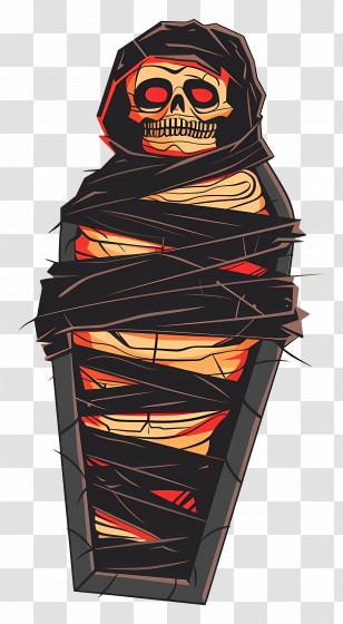 Scary Mummy - Spooky Skeleton In Coffin For Halloween Transparent PNG