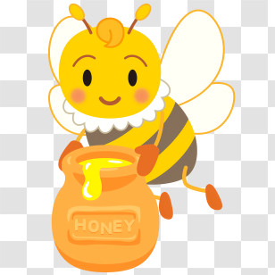 Honey Bee - Cute Honeybee Holding Honey Jar Transparent PNG