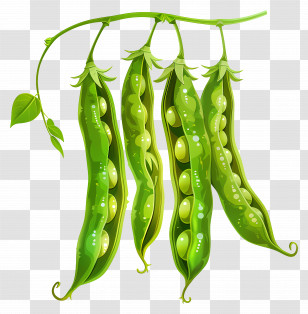 Green Beans - Green Pea Pods Hanging On Vine Transparent PNG