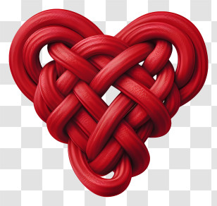 Heart Made From Knotted Ropes - Intricate Red Heart Knot Transparent PNG
