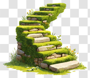 Mossy Stairs - Moss-Covered Stone Stairs In A Garden Transparent PNG