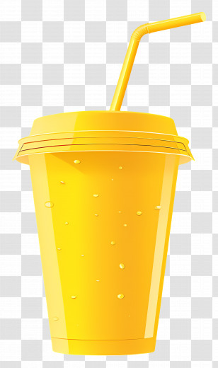 Yellow Drink Cup With Straw - Yellow Drink Cup With Straw Transparent PNG