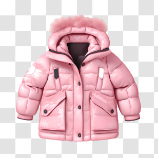 Winter Coat - Pink Puffer Winter Jacket For Kids Transparent PNG
