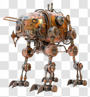 Steampunk Mech - Intricate Steampunk Robot Design Transparent PNG