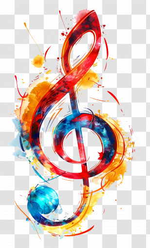 Music Note - Colorful Treble Clef Artistic Design Transparent PNG