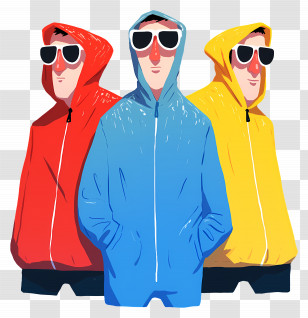 Men In Hoodies - Colorful Hoodies With Sunglasses Transparent PNG