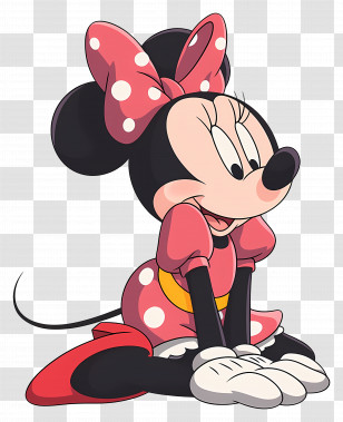 Minnie Mouse - Sitting Mouse In Polka Dot Dress Transparent PNG